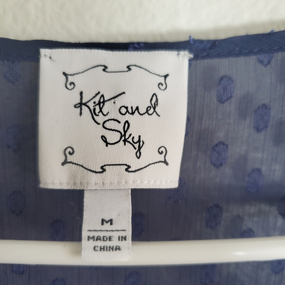 Kit and Sky Blue Sheer Light Long Sleeve Womans Summer Top Size Medium - Picture 3 of 8